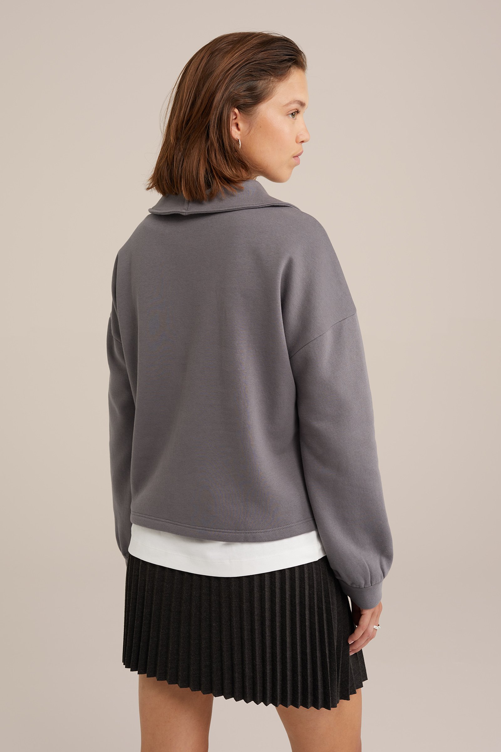 sweater met ritssluiting WE Fashion Donkergrijs