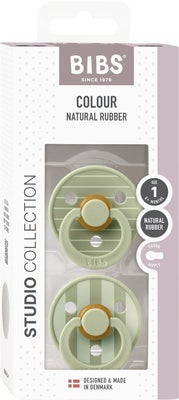 BIBS Studio Colour Smokk 2-Pack Lateks Str 1 Rund, Pin/Sage Mix