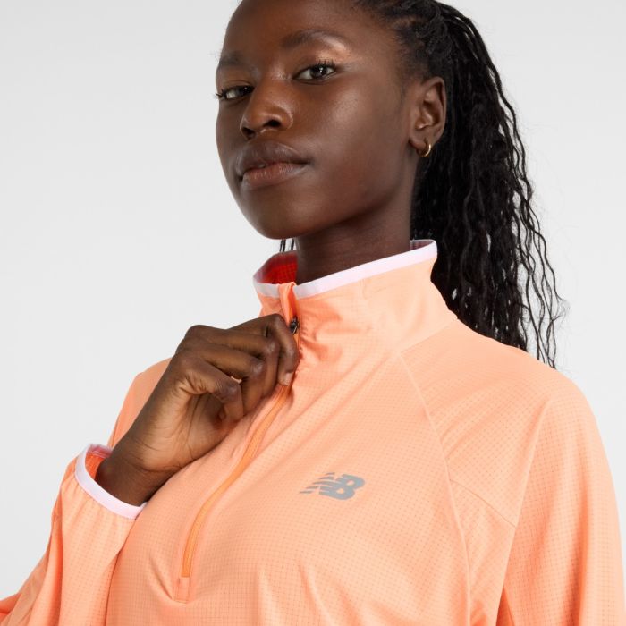 New Balance Dame Jakker Ultra Light Half Zip Jacket Orange