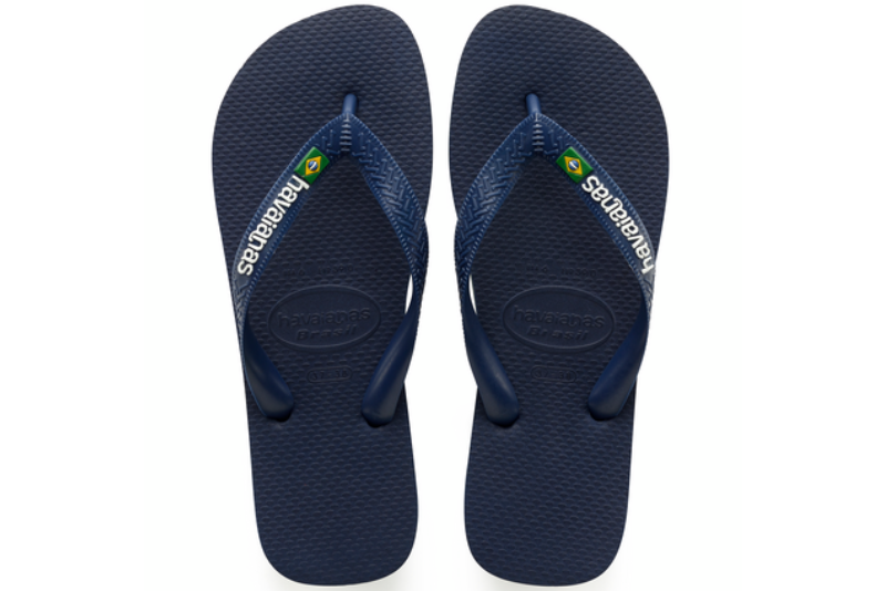 HAVAIANAS BRASIL LOGO KLIPKLAPPER I NAVYBLÅT GUMMI
