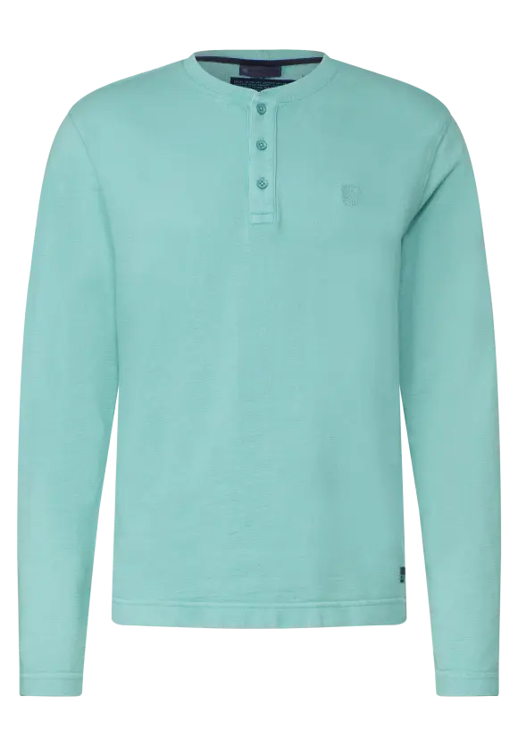 Washed Henleyshirt - aurora turquoise