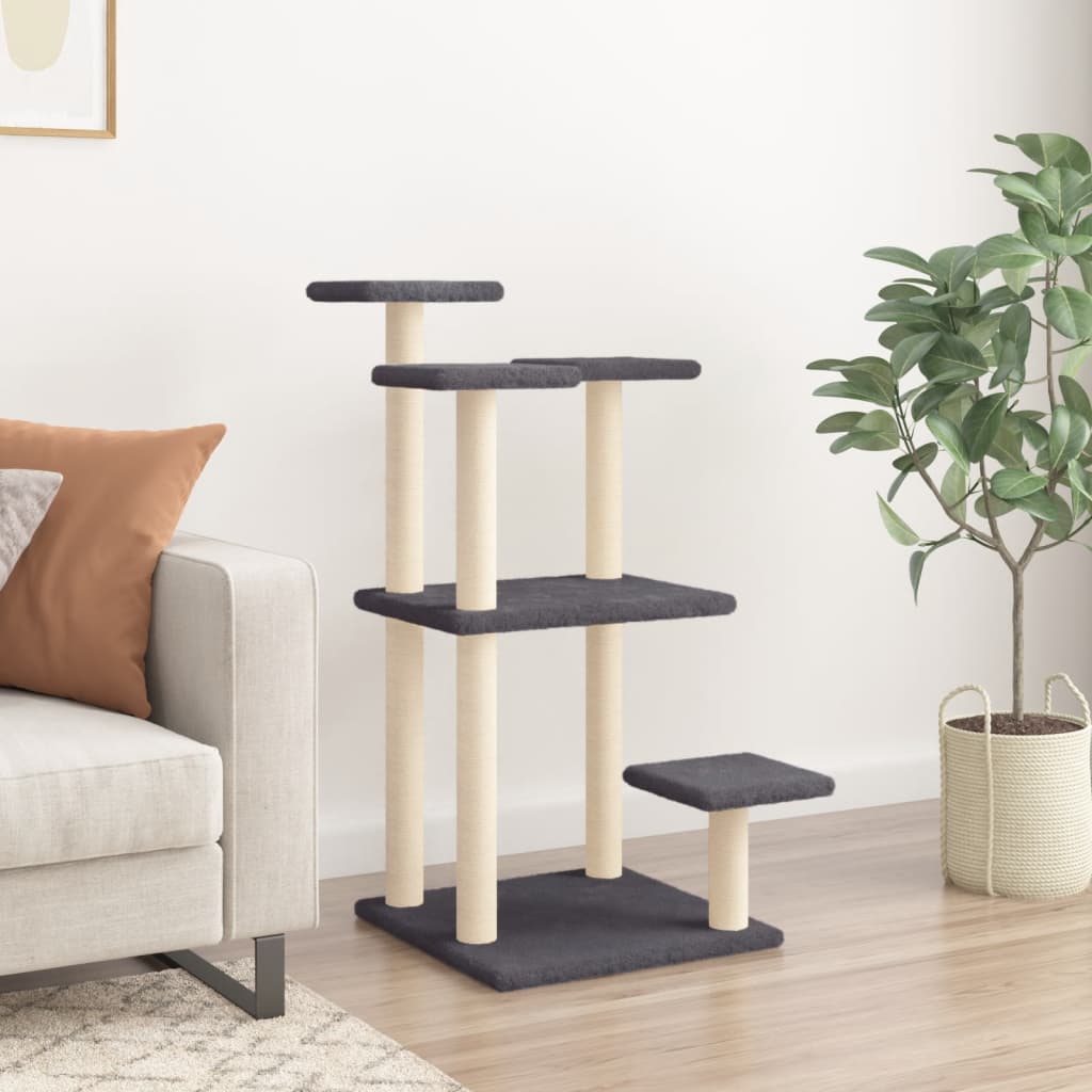 Arranhador para Gatos vidaXL com Plataformas Cinza Escuro 98,5cm