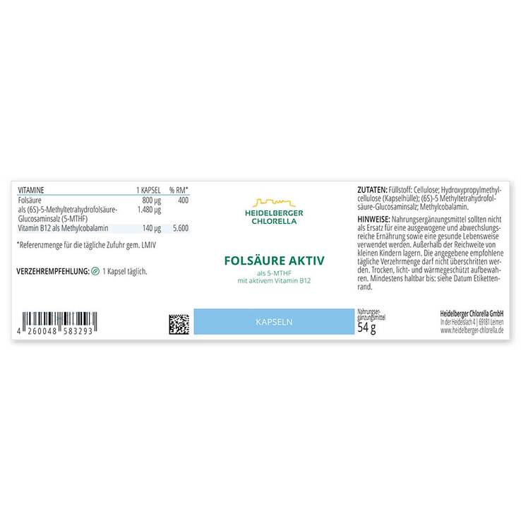 Folsäure Aktiv plus Vitamin B12 aktiv Kapseln, 120 St
