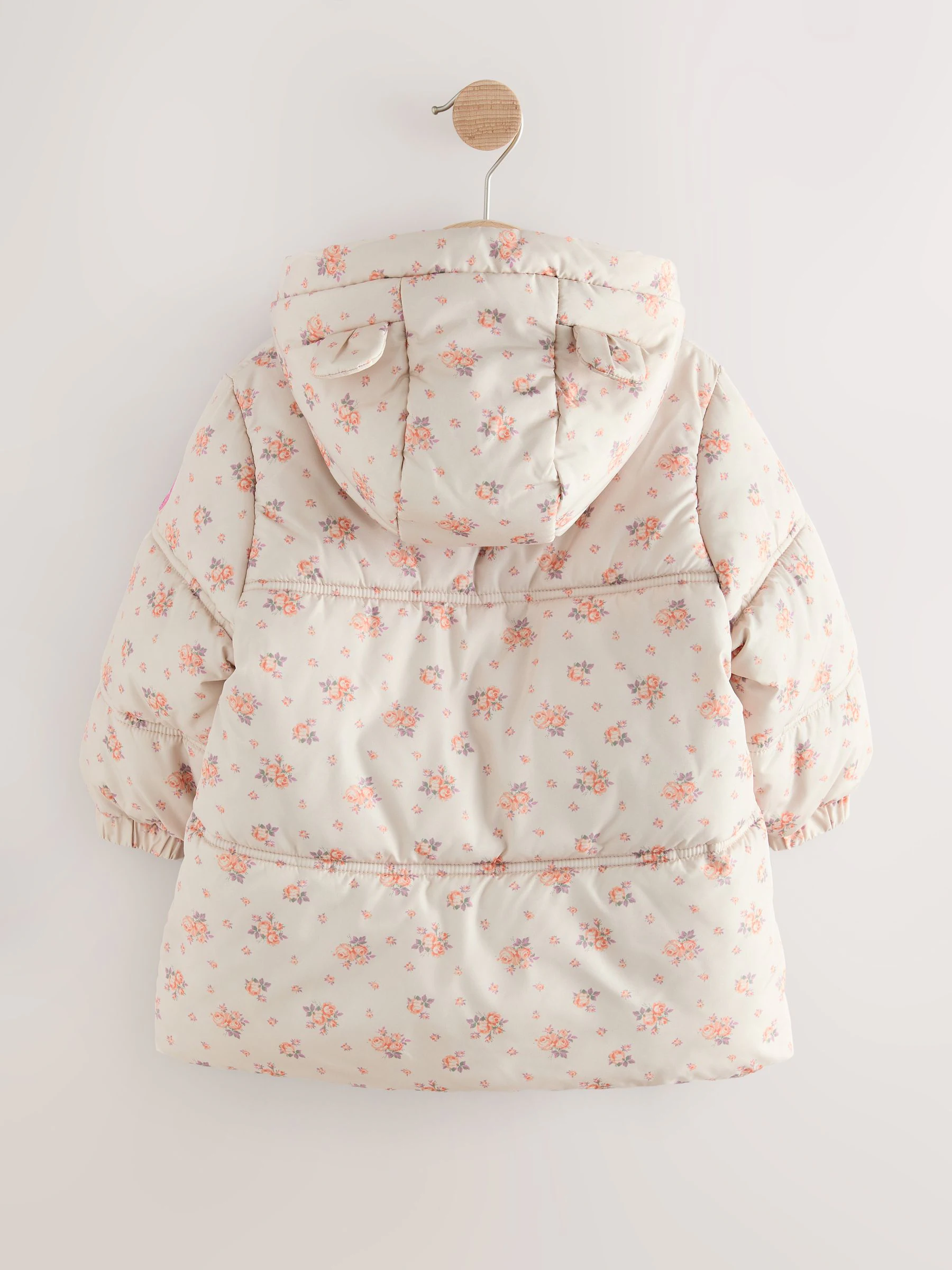 Crème Rose - Gewatteerde regenbestendige jas met print (3mnd-7jr