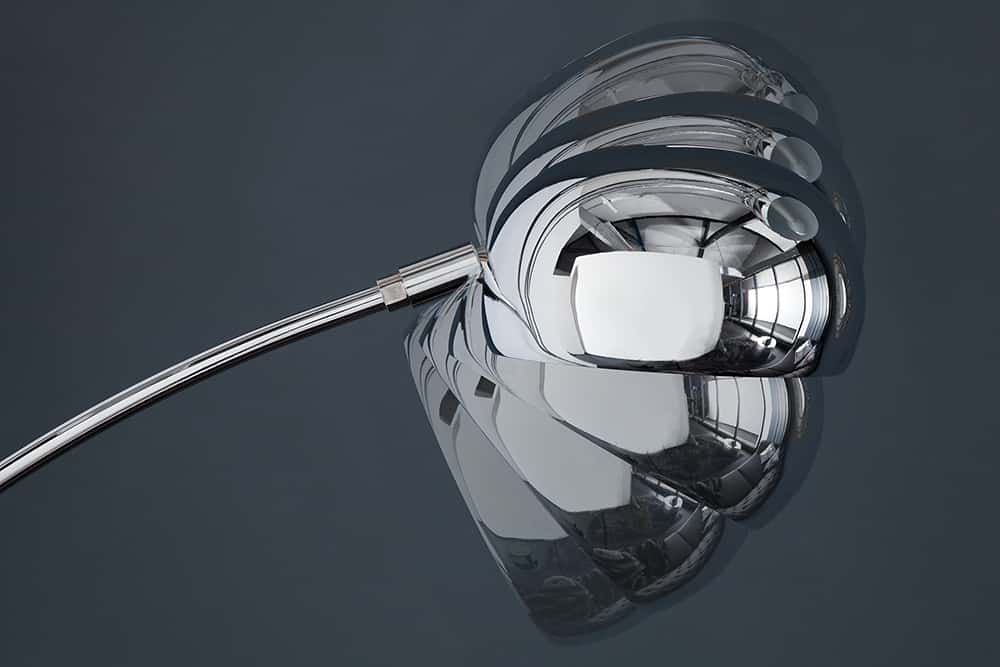 Design Bogenlampe FIVE LIGHTS 205cm chrom Stehlampe mit schwarzem Marmorfuß