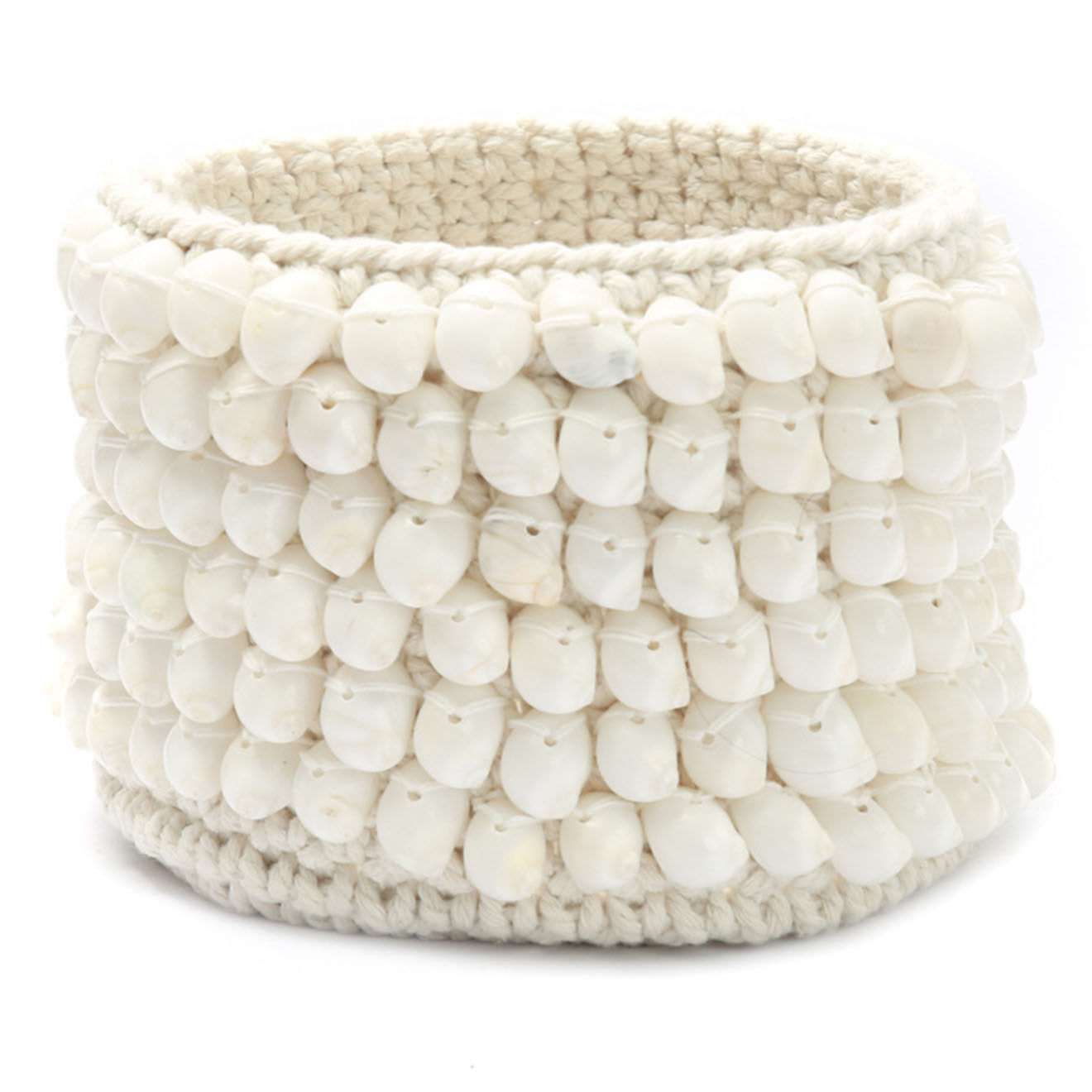 Bazar Bizar Cache pot en macramé Kai blanc - D.17xH.14 cm