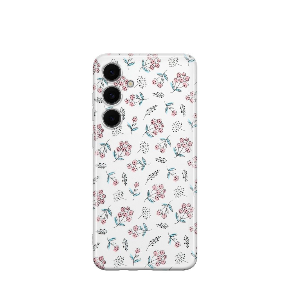 Samsung Galaxy S24 FE Gummi Hülle Blumenliebe - Weiss