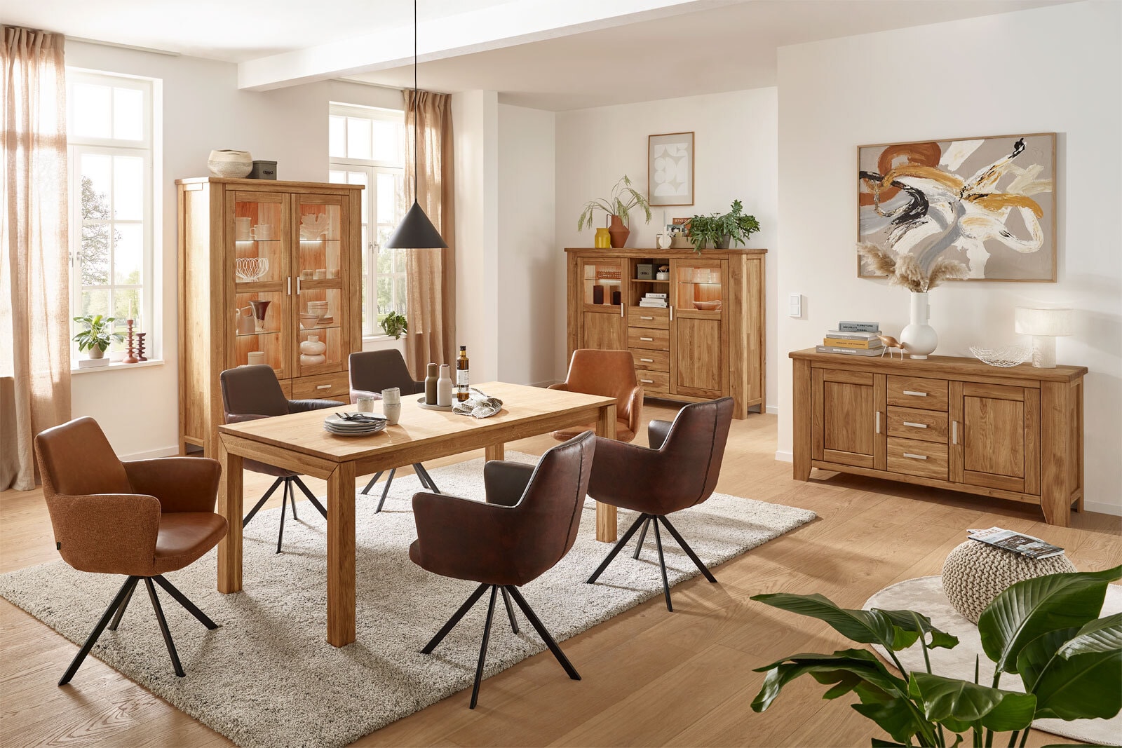 Esstisch LOFT 180-280 x 90 cm Eiche braun