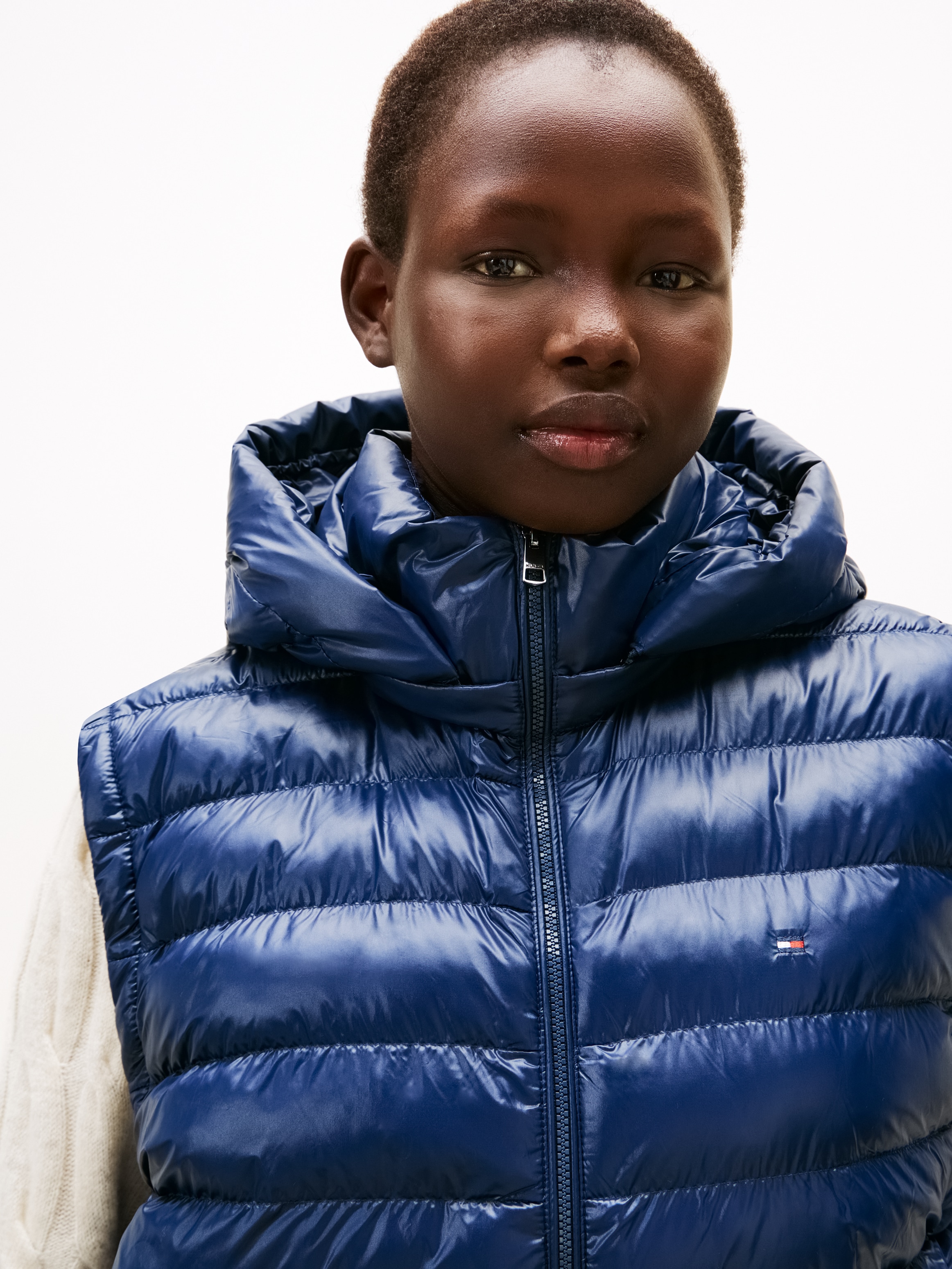 Tommy Hilfiger Curve Steppweste »CRV LW PADDED SLIM VEST« in grossen Grössen, mit Kapuze
