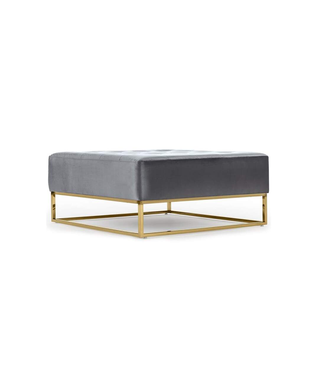 Paris Prix - Pouf Carré En Velours lakota 90cm Argent
