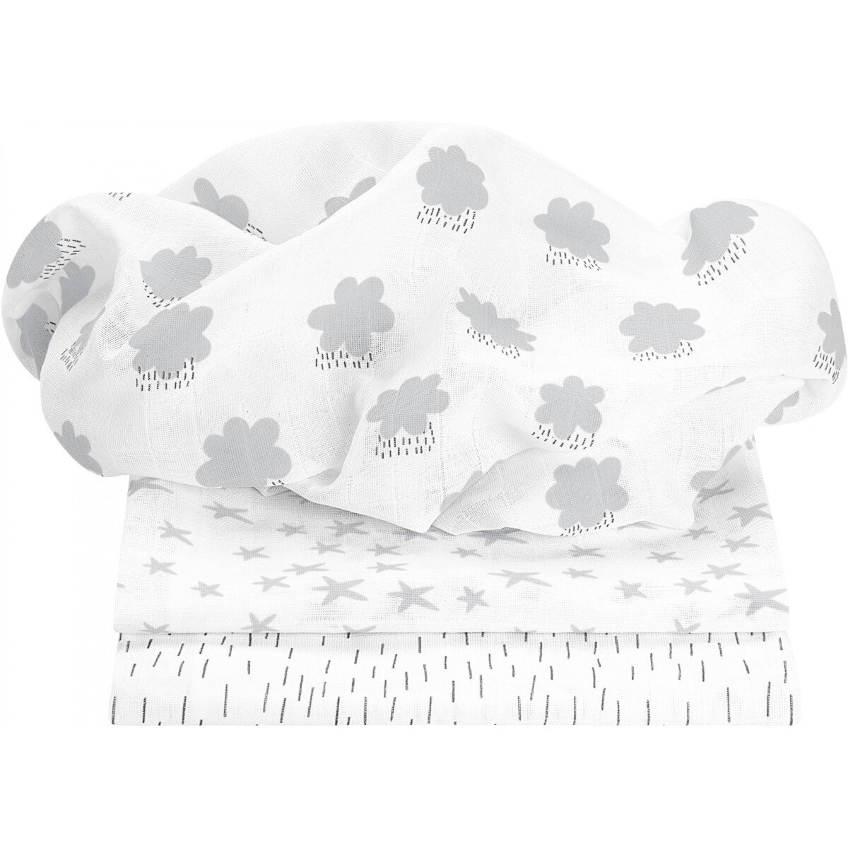 Odenwälder BabyNest Odenwälder Mullwindeln 3er Pack Cloudy light silver 80x80