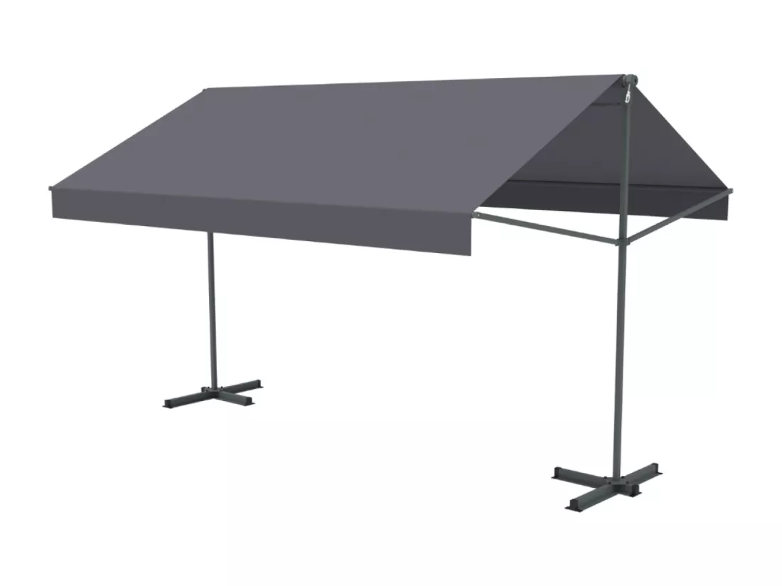 Store banne double pente manuel 2.95 x 3 m gris ISEO