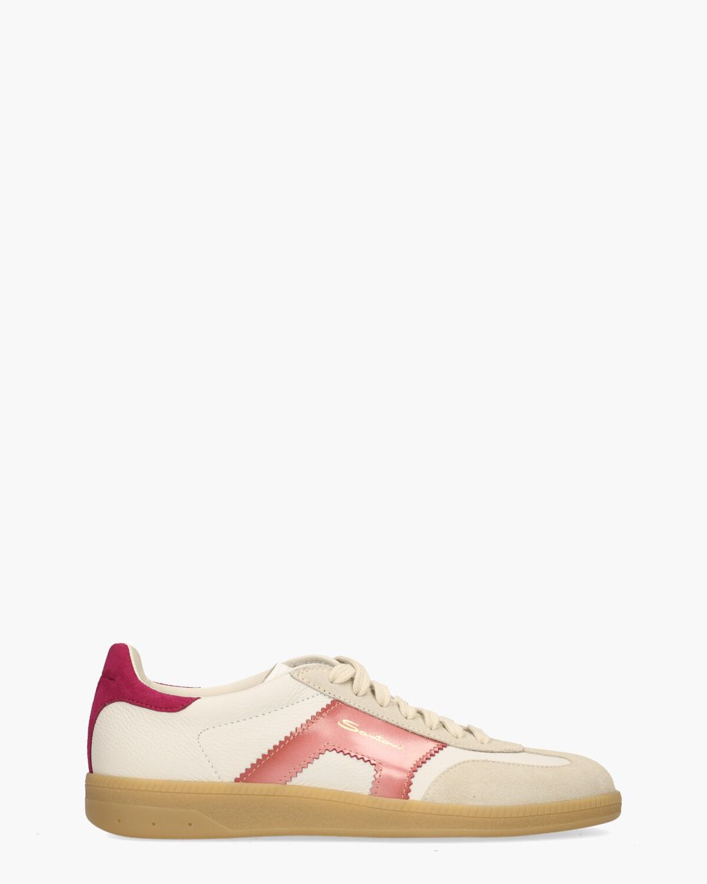 Santoni 61221 Off-White/Roze Damessneakers