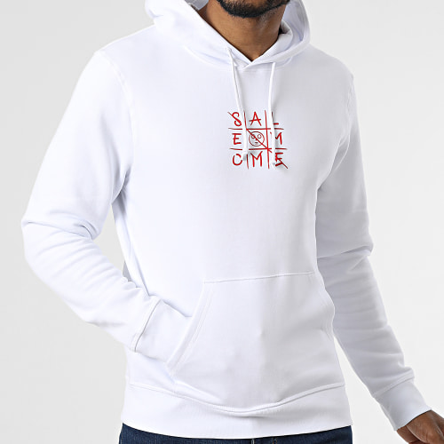 Sweat Capuche Morpion Blanc Rouge
