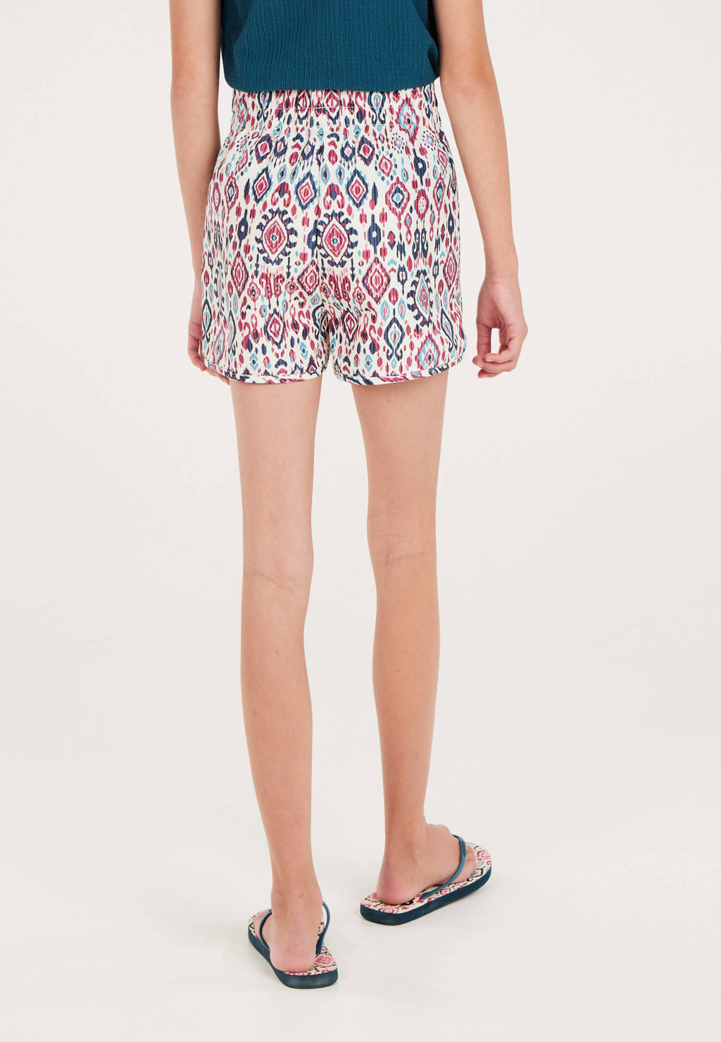 Protest casual short met all over print wit/blauw/warmrood