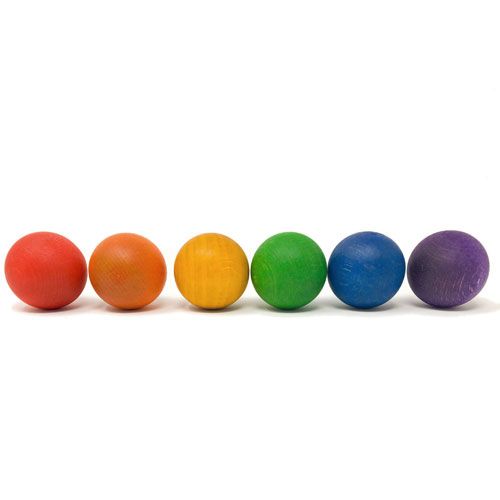 Grapat houten ballen - regenboog (6st)