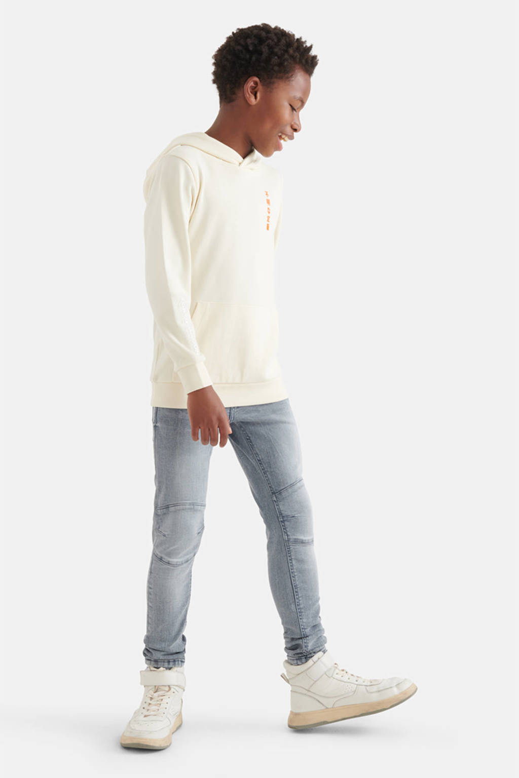 Shoeby skinny jeans Biker met slijtage grey denim