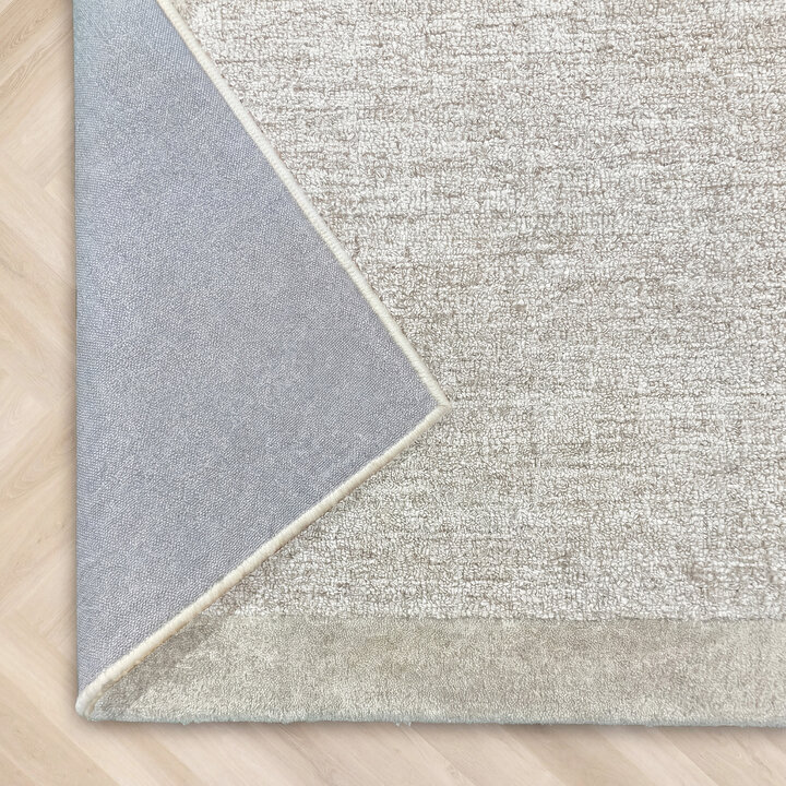 Laagpolig vloerkleed - Elena Border Taupe - Handgetuft