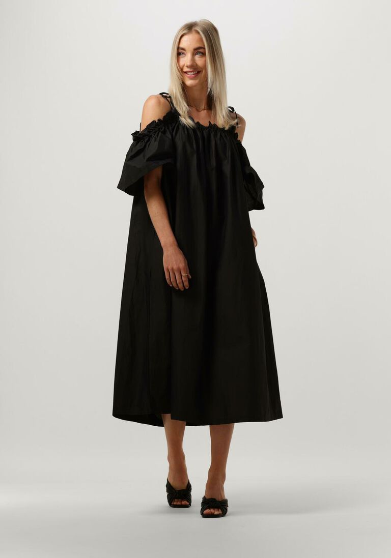 OBJECT zwarte object midi jurk objcarla s/s dress 127