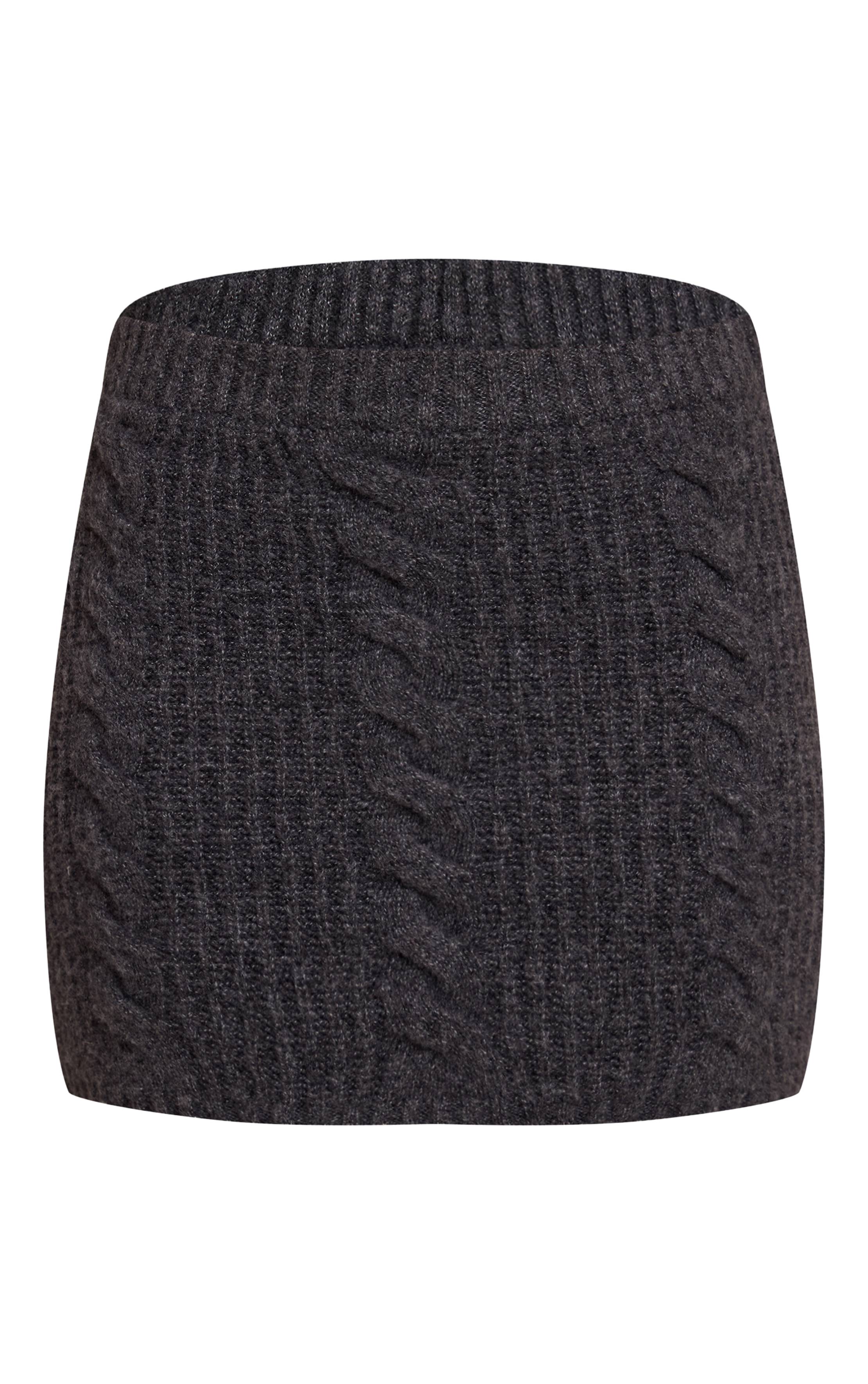 Charbon Mini-jupe En Maille Torsadée