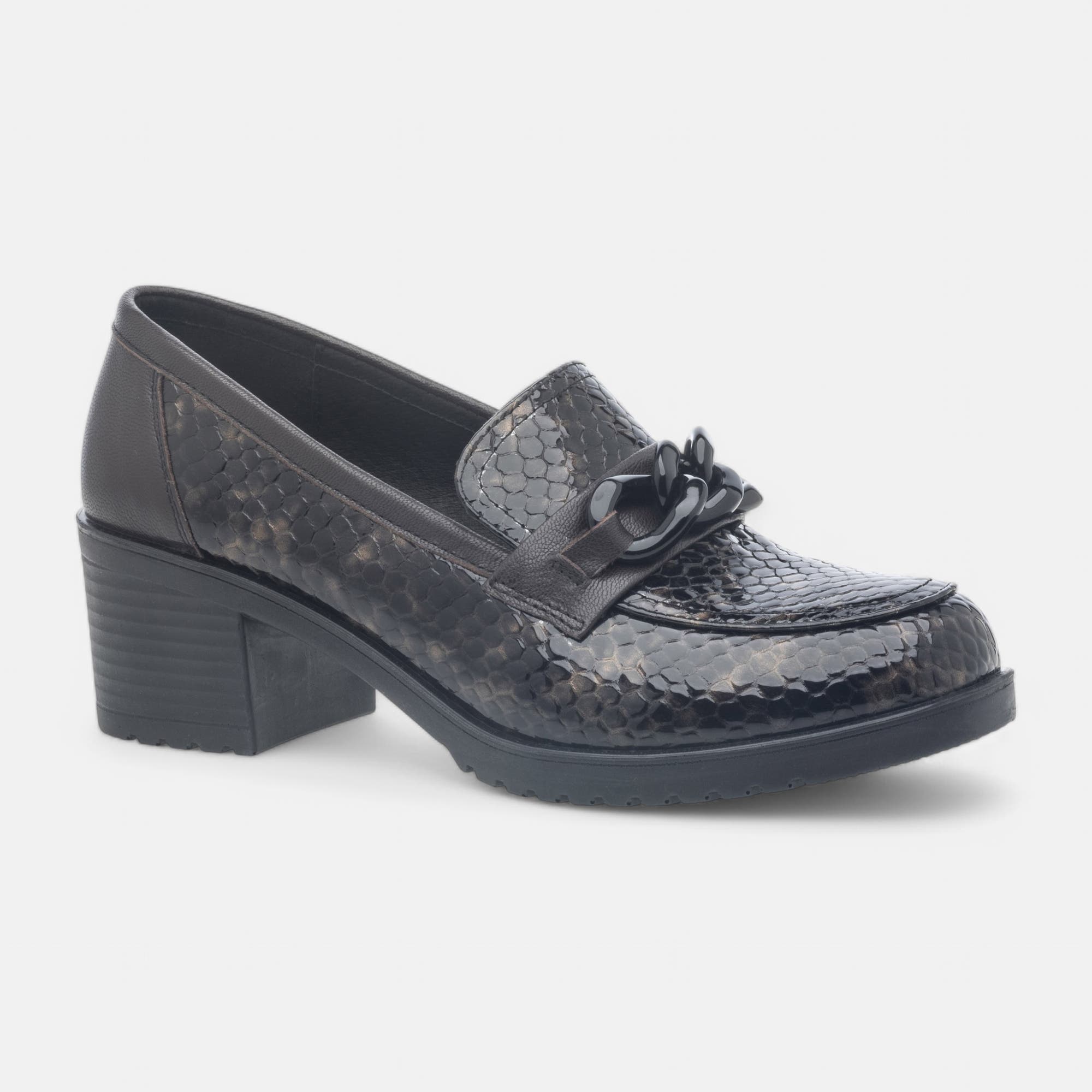 Mocassins pieds sensibles à talon Femme en cuir marron