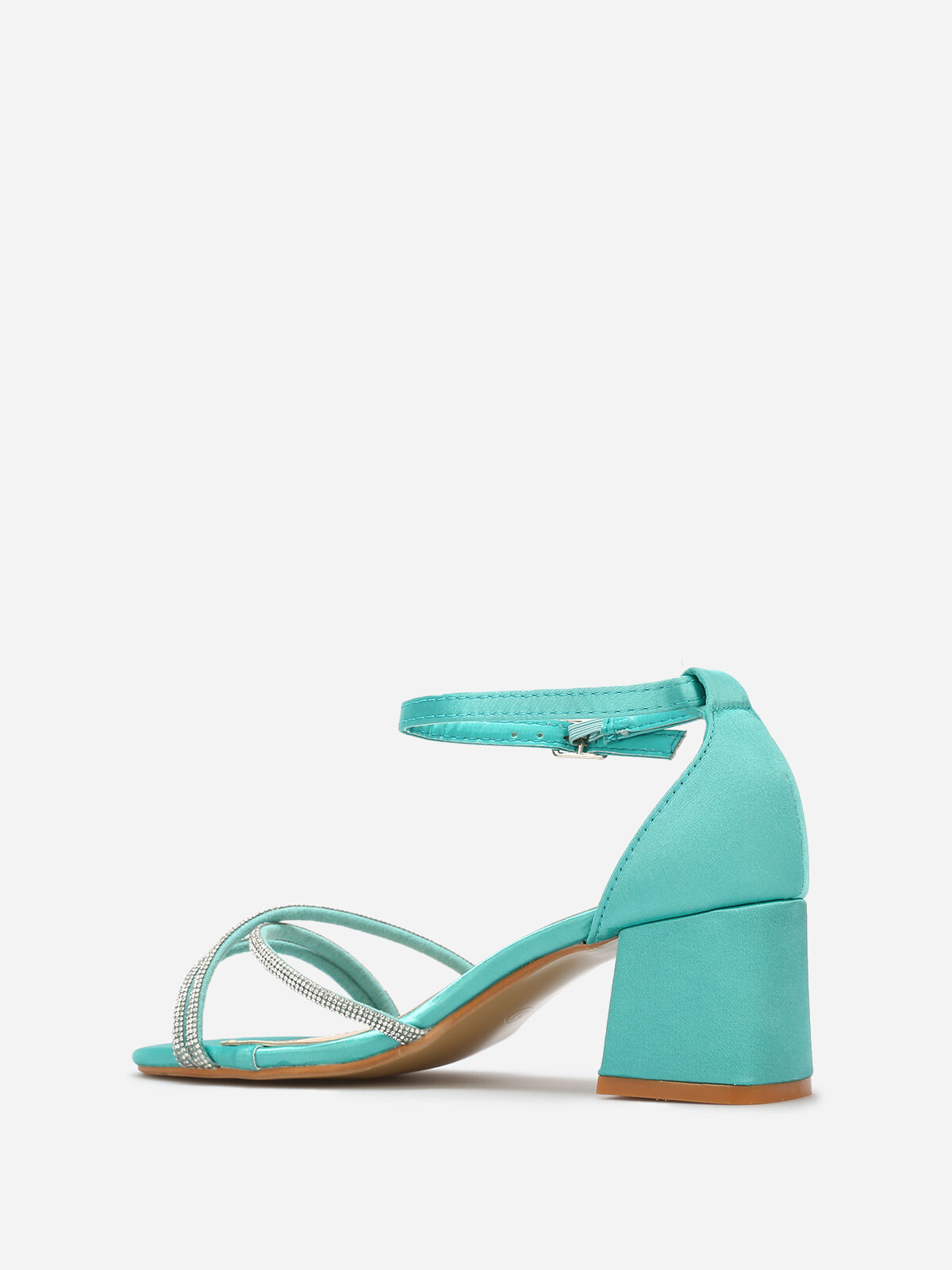Sandales satinées à strass- Vert clair