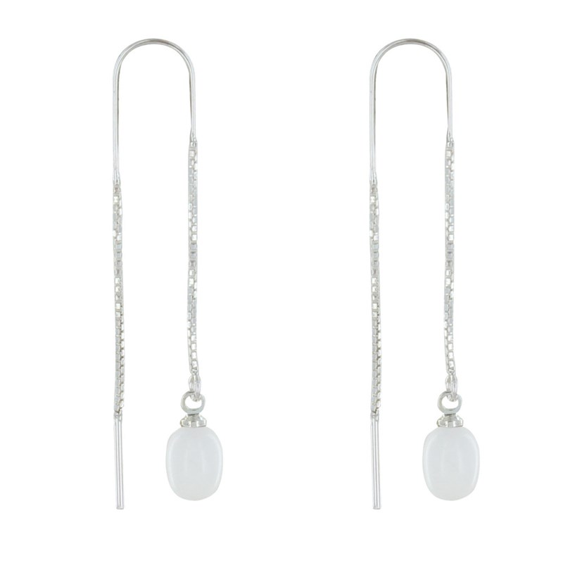 Boucles d'Oreilles Chainette Argent et Perle Céramique