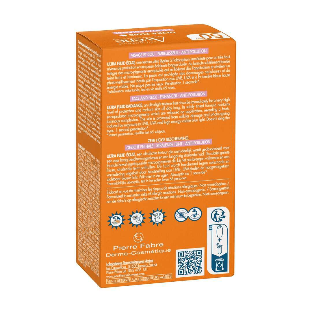 AVENE  Protetor Solar Ultra Fluid Luminosidade SPF50 - 50ml