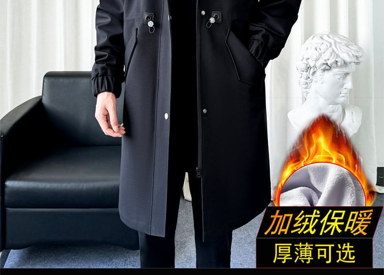 FORSETI - Lange trenchcoat met capuchon, trekkoord in de taille en ritssluiting