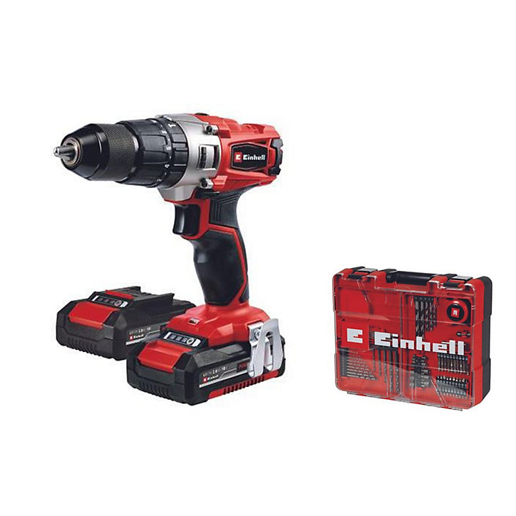 Perceuse à percussion sans fil Einhell TE-CD 18/2 Li-i +64 18V - 2x2,0Ah + 64 accessoires