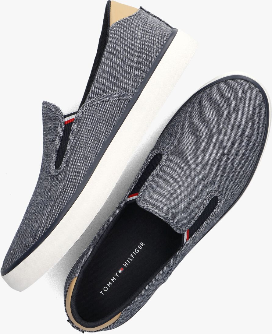 TOMMY HILFIGER blauwe tommy hilfiger instappers tommy hilfiger hi vulc low slipon chambray