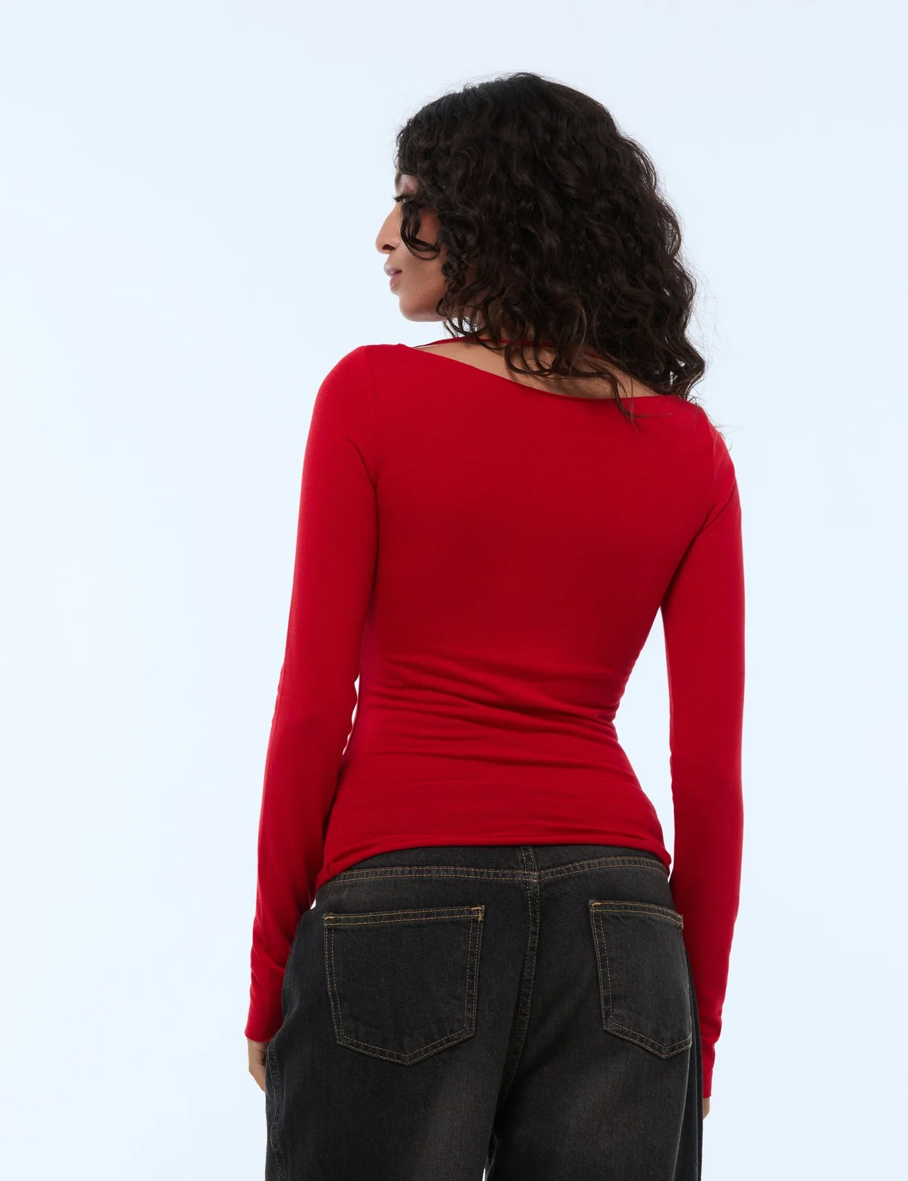 T-shirt col danseuse rouge
