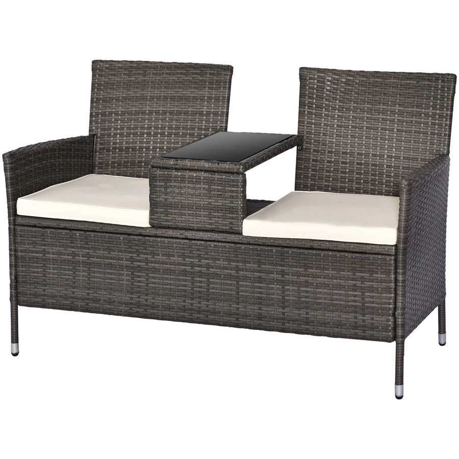 Outsunny Polyrattan Gartenbank grau