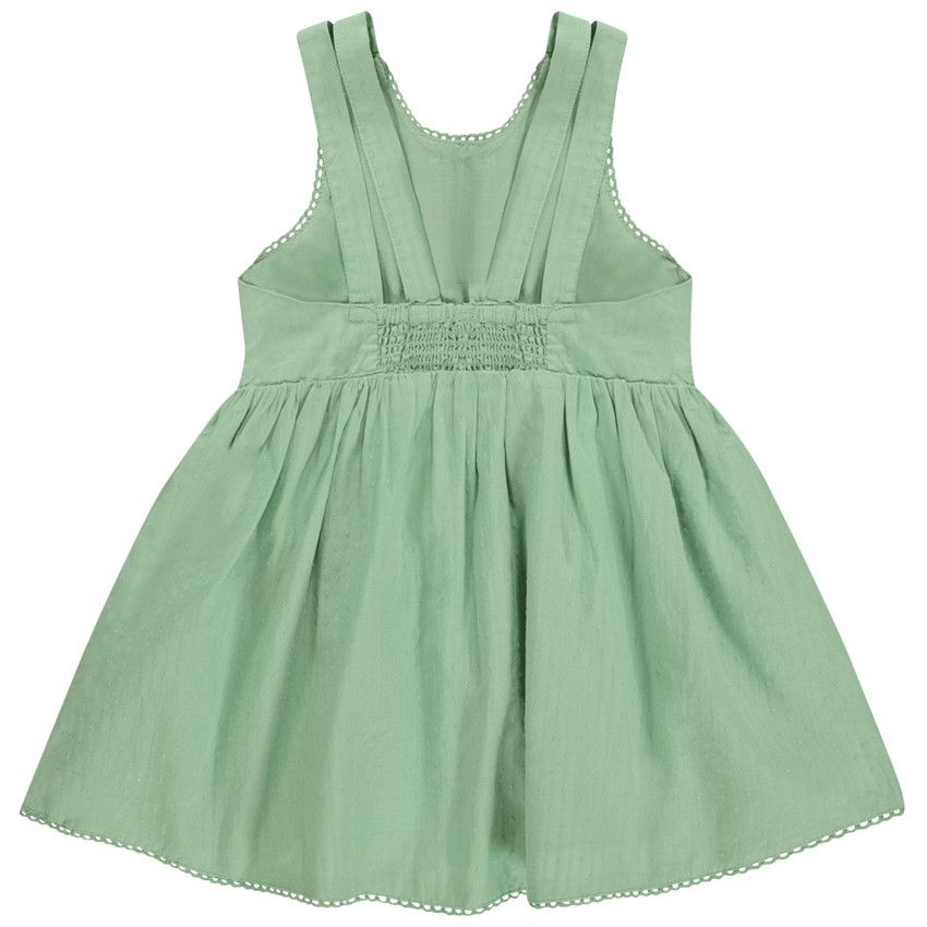 Robe à bretelles double en façonné pour bébé fille - Vert