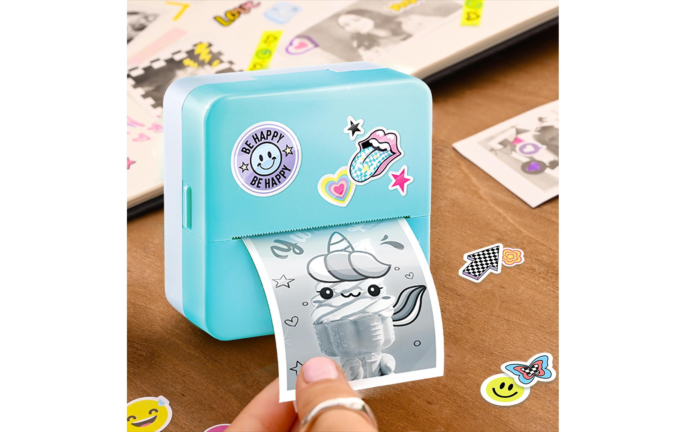 Starter-Set Instant Pocket Printer BlauTaschen-Drucker Set für Smartphone mit Markern, Stickern und Thermopapier-Rollen für Instant-Druck