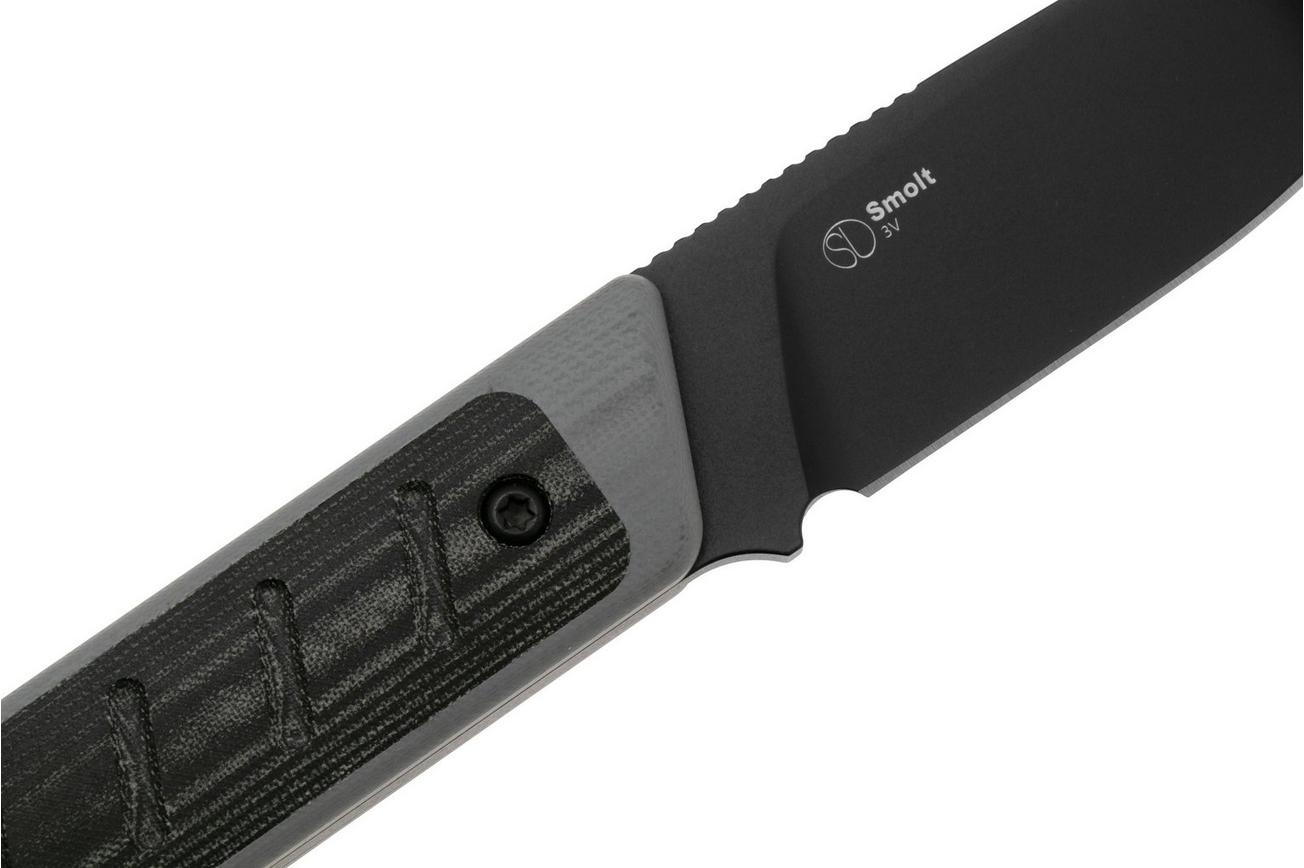 Kizer Smolt K1063A1, Black 3V, Grey G10/Black Micarta Inlay vaststaand mes, Jonathan Styles design