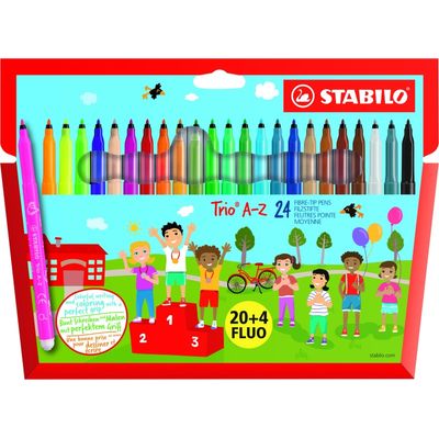 STABILO Trio A-Z - 24 Feutres dont 4 fluo - pointe moyenne
