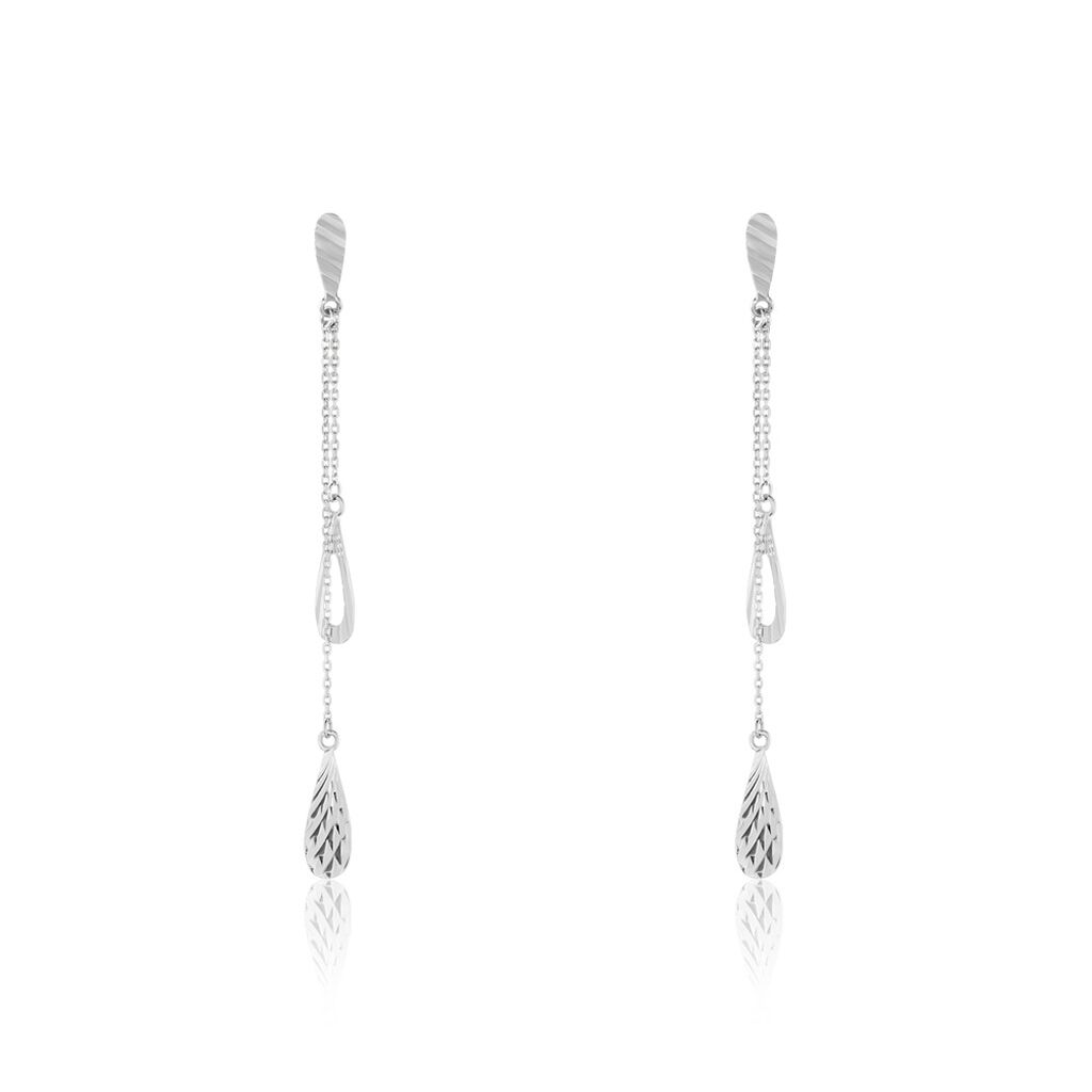 Boucles D'oreilles Pendantes Anila Gouttes Or Blanc