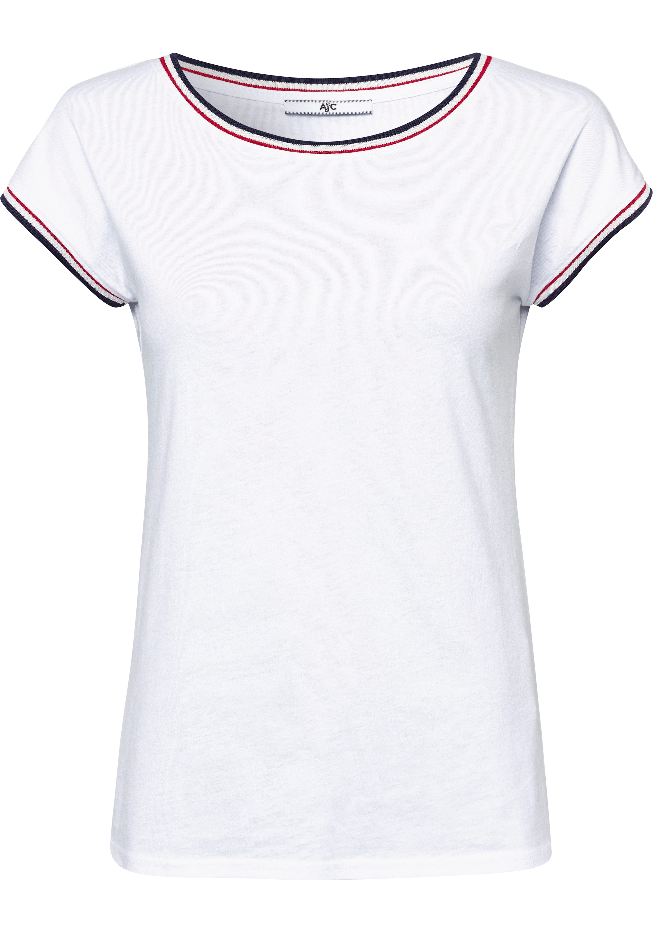AJC Rundhalsshirt , Kurzarm,  figurumschmeichelnde Passform,  sportliches Streifenmuster