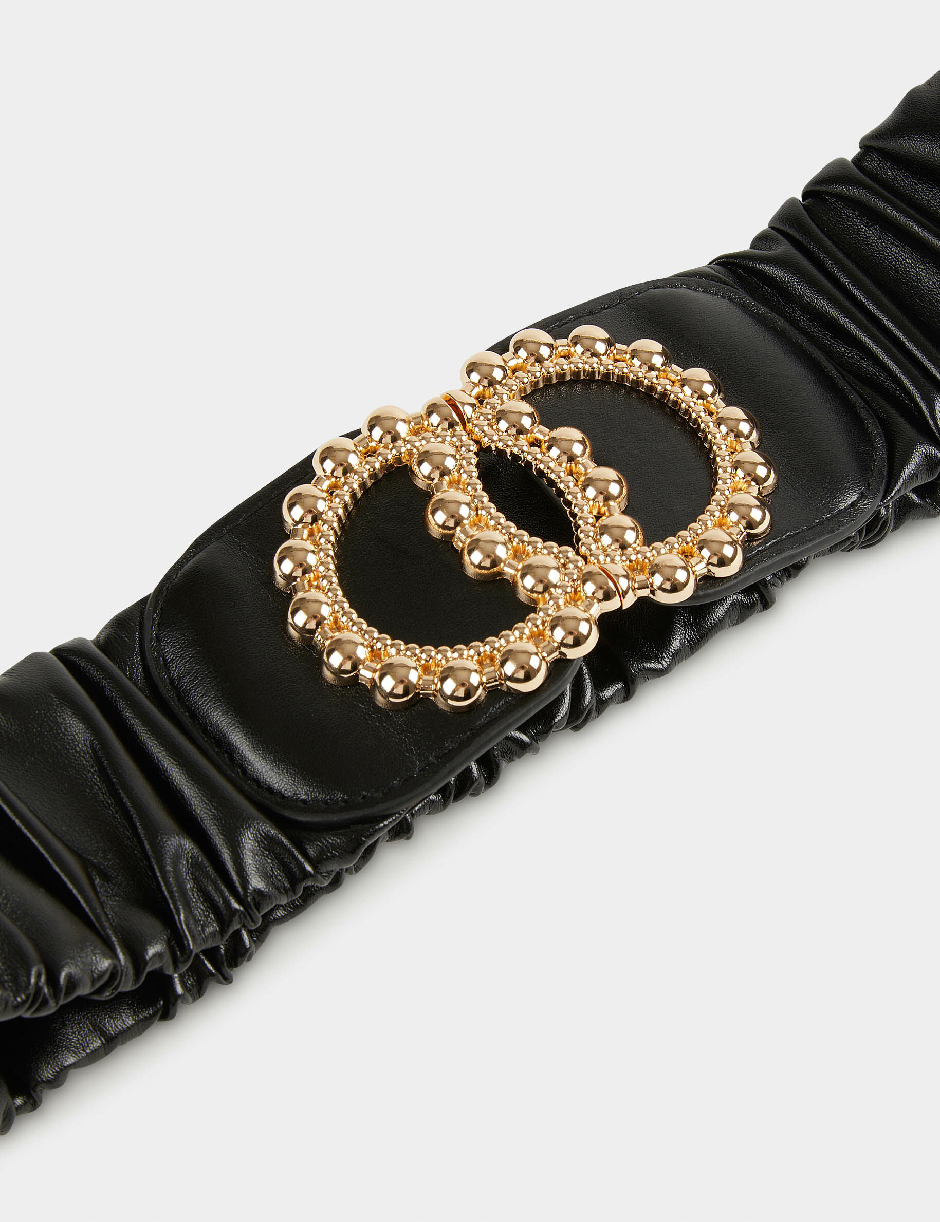 Ceinture élastiquée avec boucles noir femme - noir