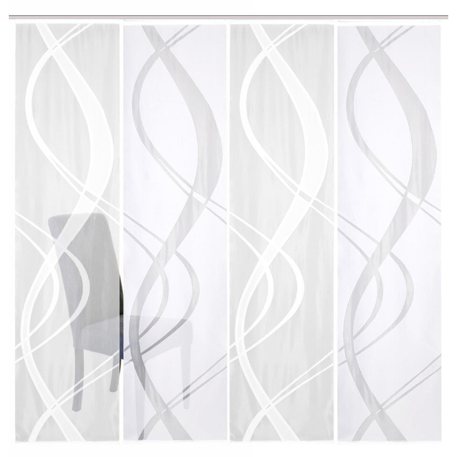 4-teiliges Schiebevorhang-Set TIBASO - transparent-weiß - je 57x245 cm