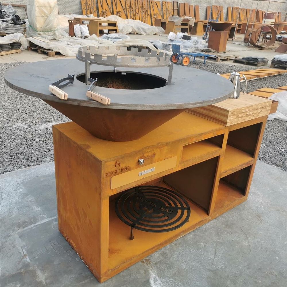 Brasero ø100cm acier corten avec socle xl