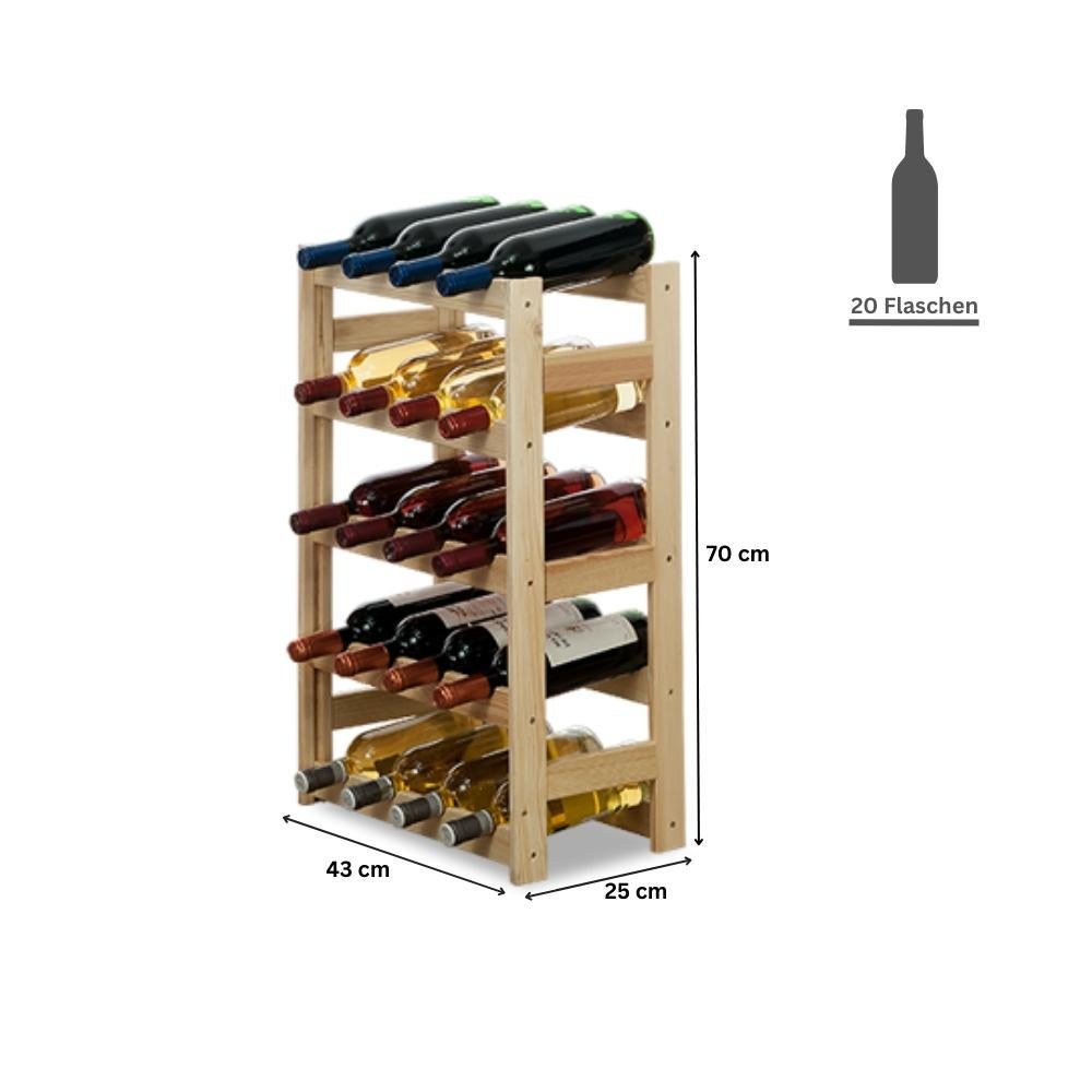 PROREGAL Pinotwine Wijnrek HxBxD 70 x 43 x 25 cm 20 Flessen Massief grenenhout Natuurlijk Onbehandeld