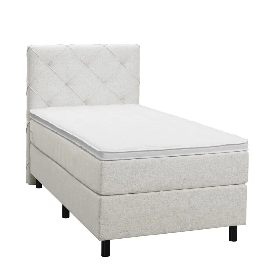 Boxspring Liv geruit - ecru - 90x200 cm - ronde poot