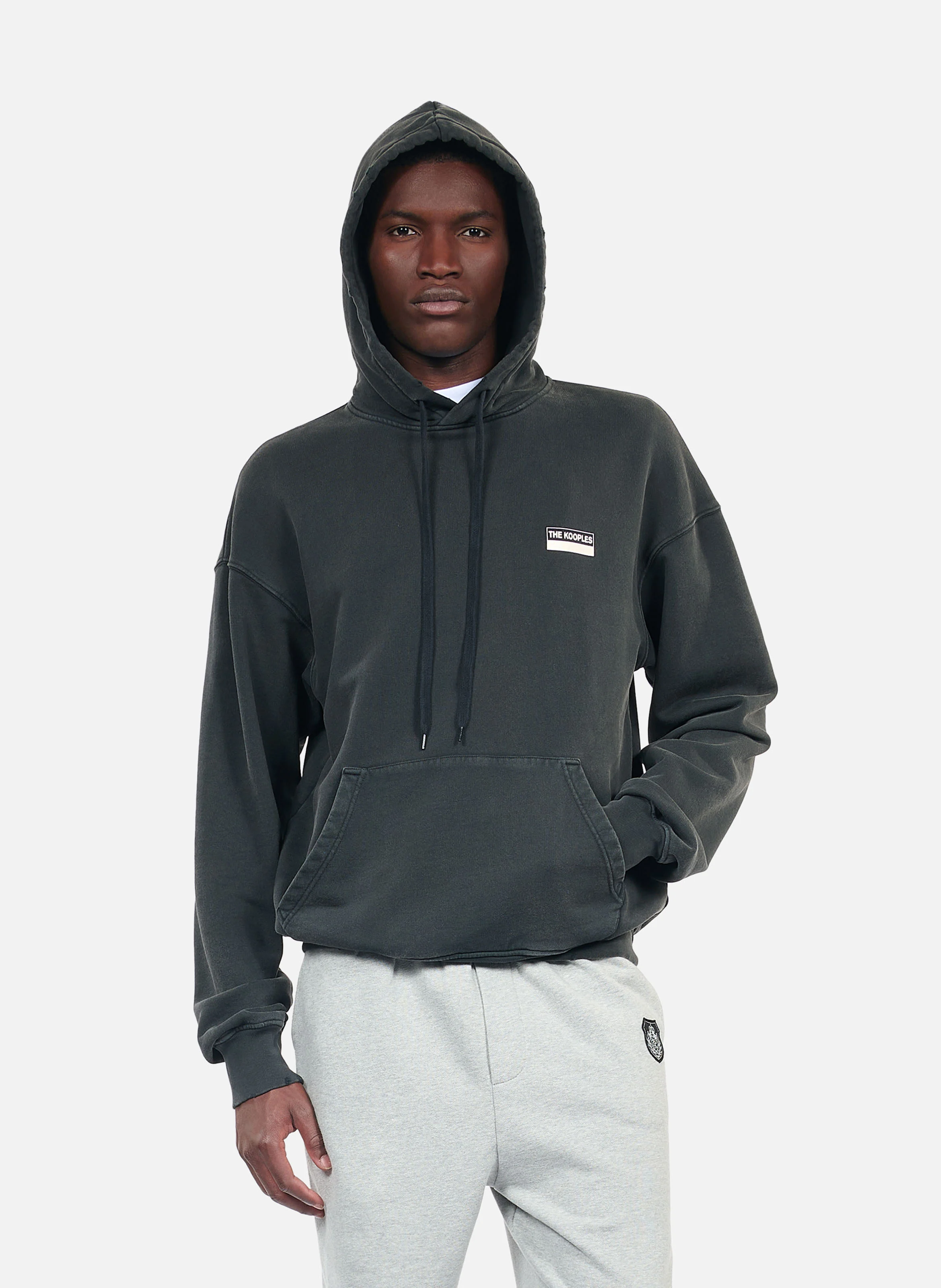 Sweatshirt à capuche ample en coton sérigraphié | Noir