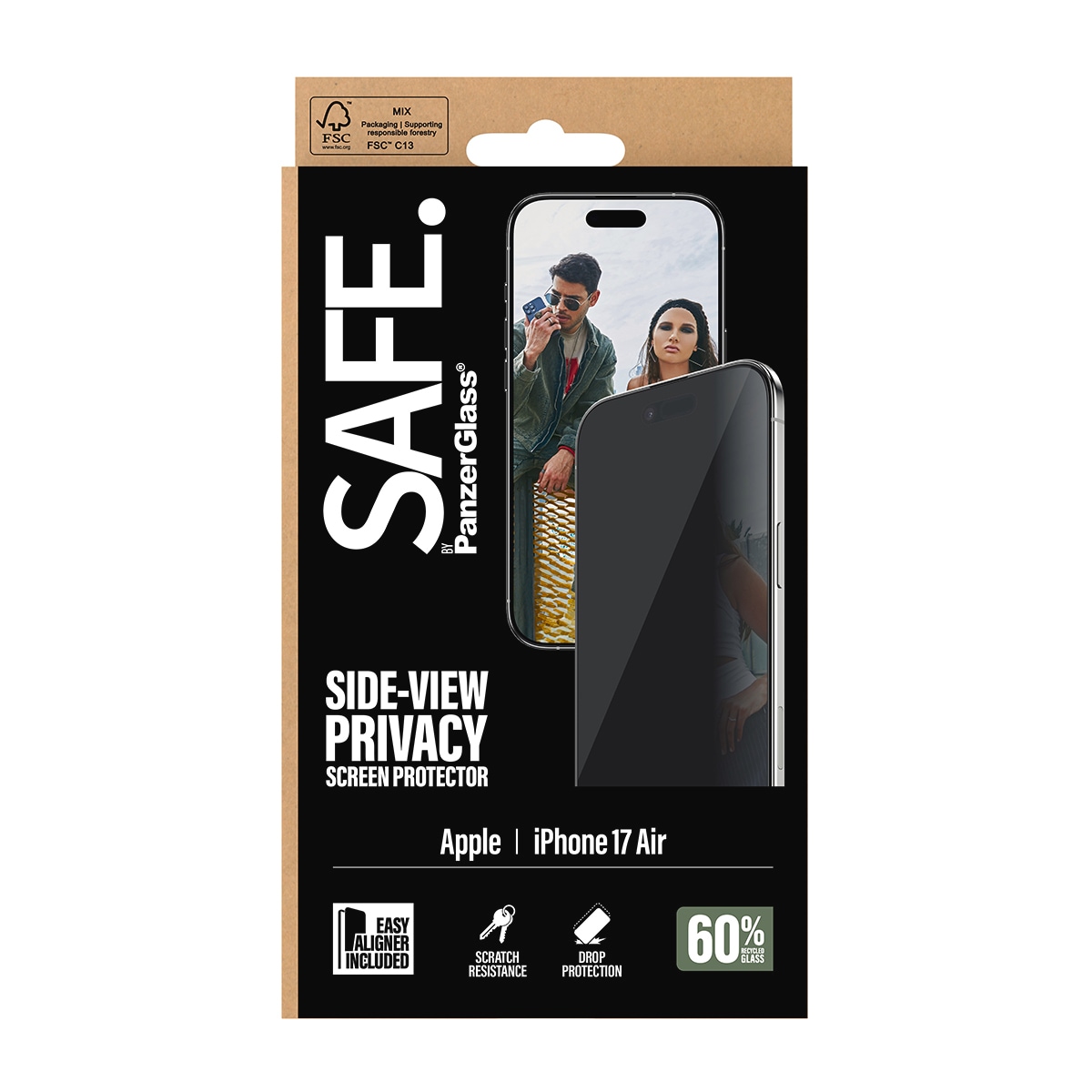 SAFE by PanzerGlass Displayschutzglas »Side-View Privacy Screen Protector« für Apple iPhone Air Displayschutzfolie, Schutzfolie, Bildschirmschutz, kratz- & stossfest