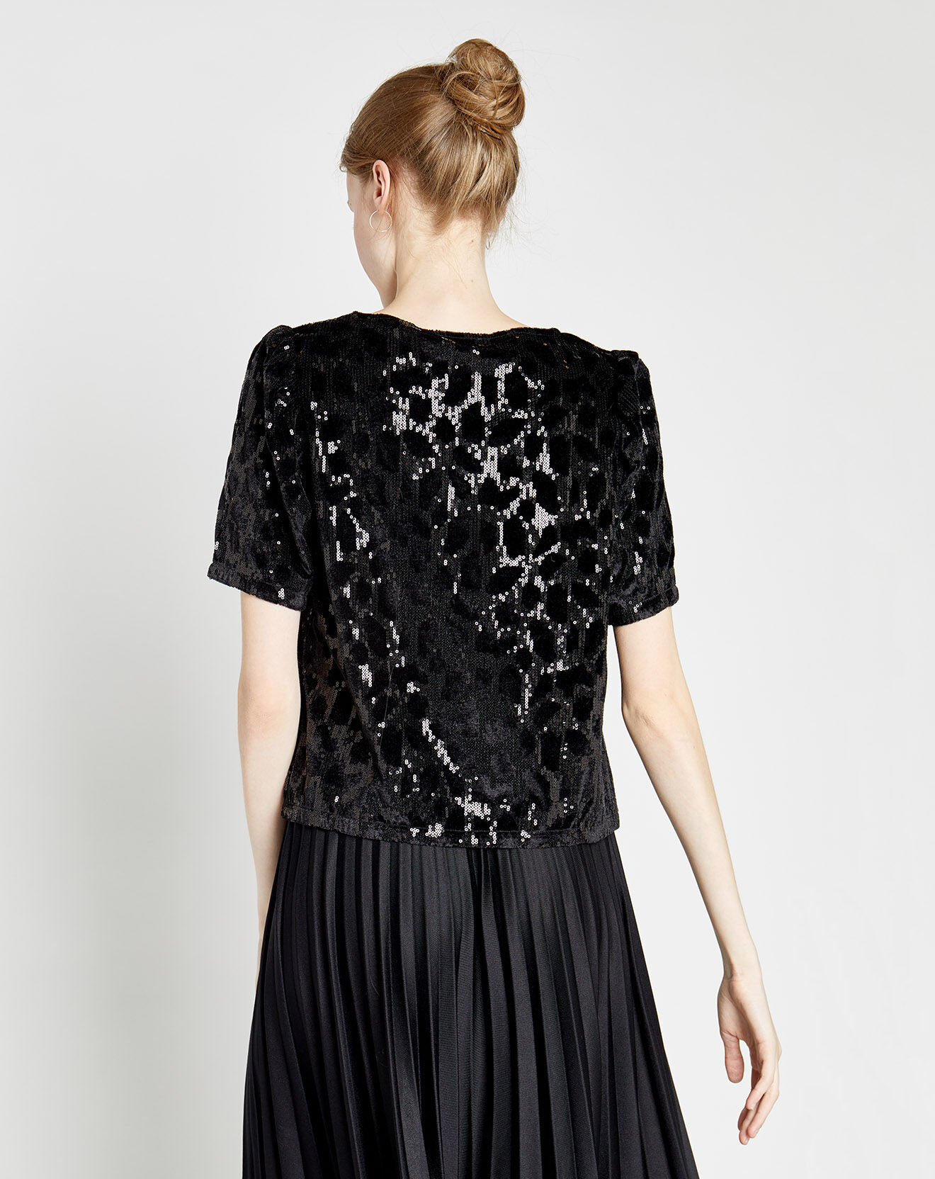 Caroll Top en Velours & Sequins Casey noir