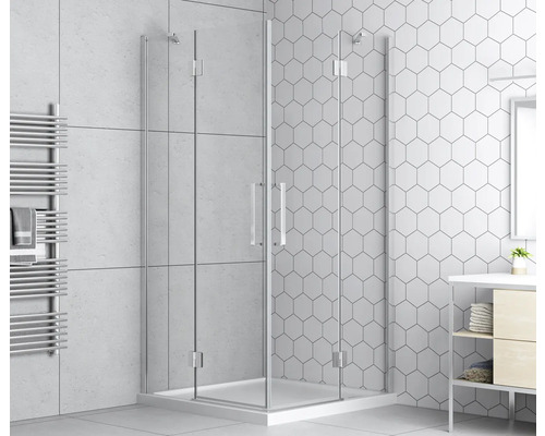 form&style hoekinstap BALLINO 90 x 90 x 195 cm, chroomprofiel, helder glas, vuilafstotende glascoating