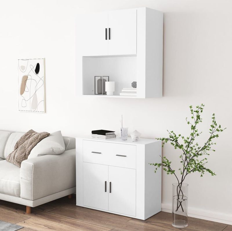vidaXL - Hoge Kast - Wit - Bewerkte Hout