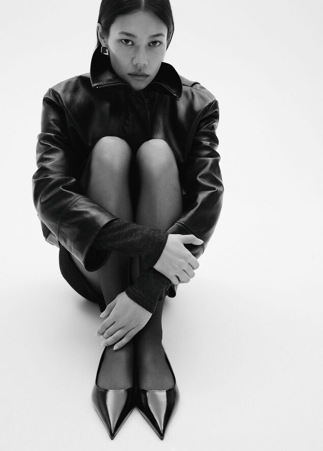 MANGO Patent leather-effect heeled shoes Black